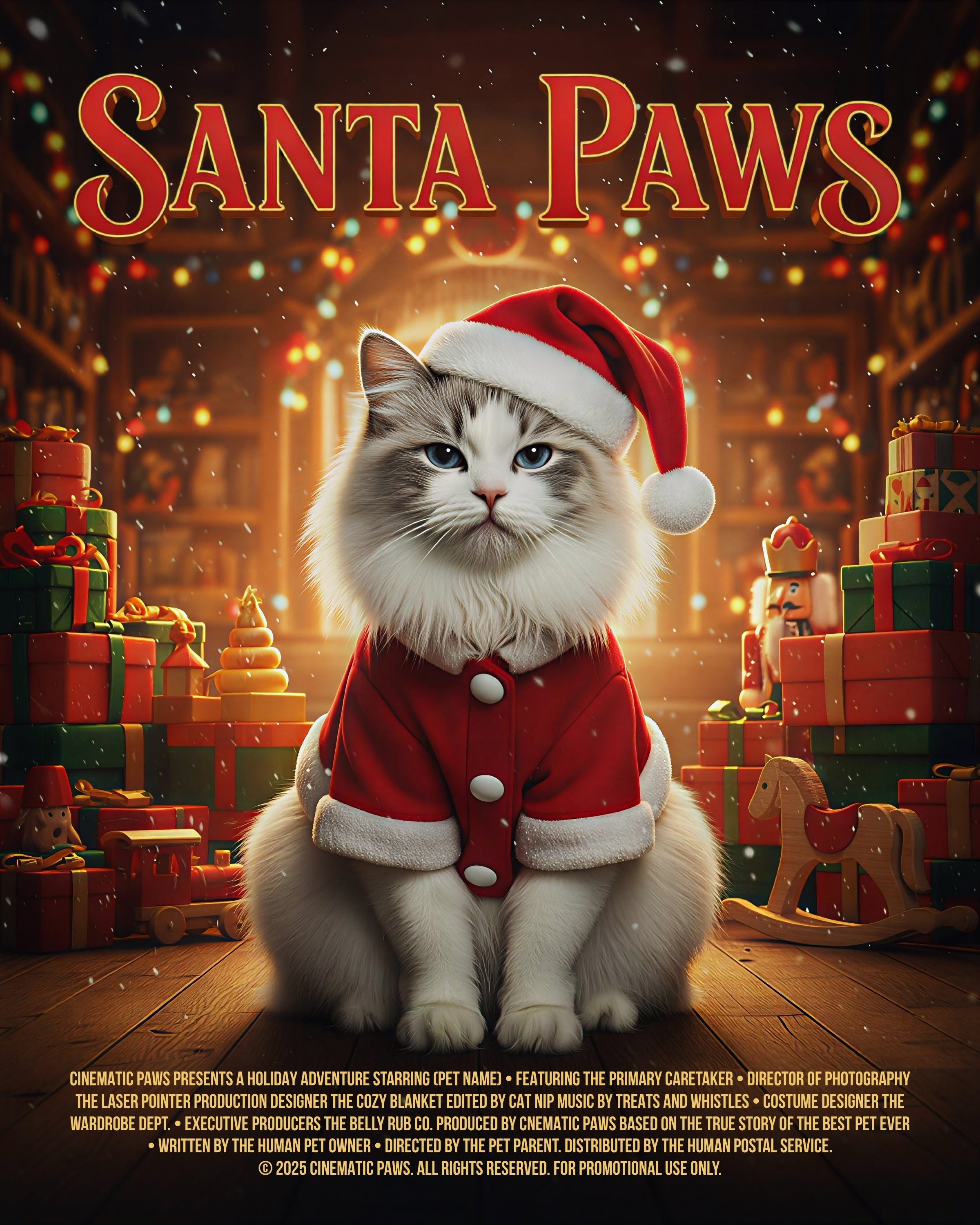 Santa Paws Pet Movie Poster | Custom Christmas Gift