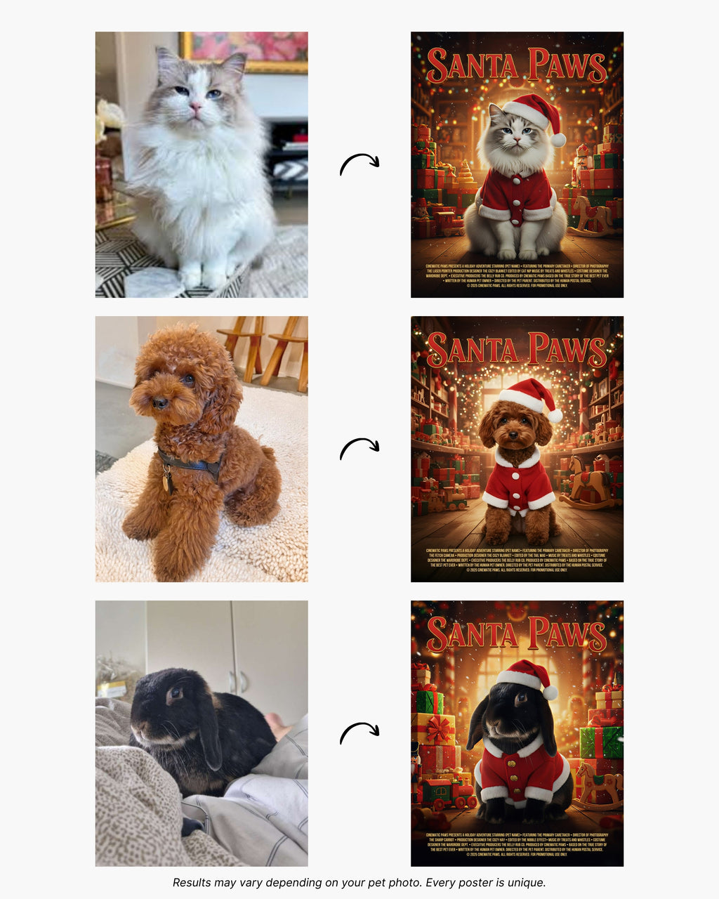 Santa Paws Pet Movie Poster | Custom Christmas Gift