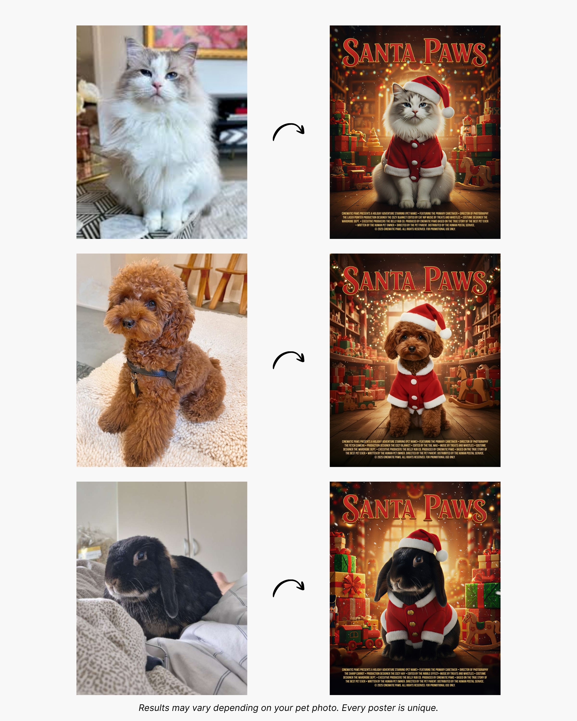Santa Paws Pet Movie Poster | Custom Christmas Gift