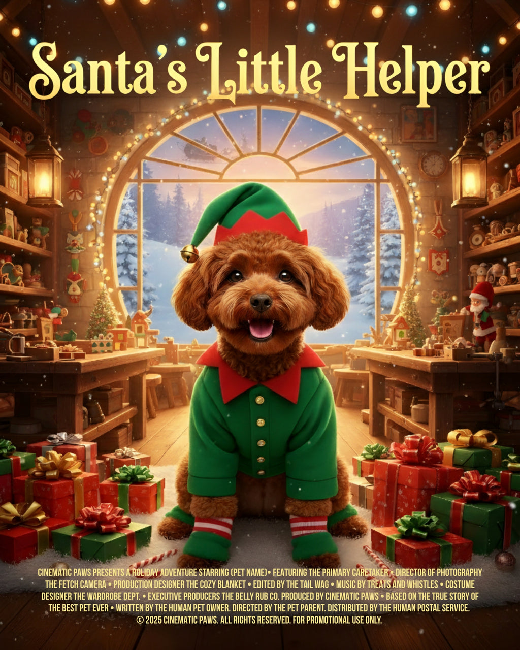 Santa's Little Helper Pet Movie Poster | Custom Christmas Gift