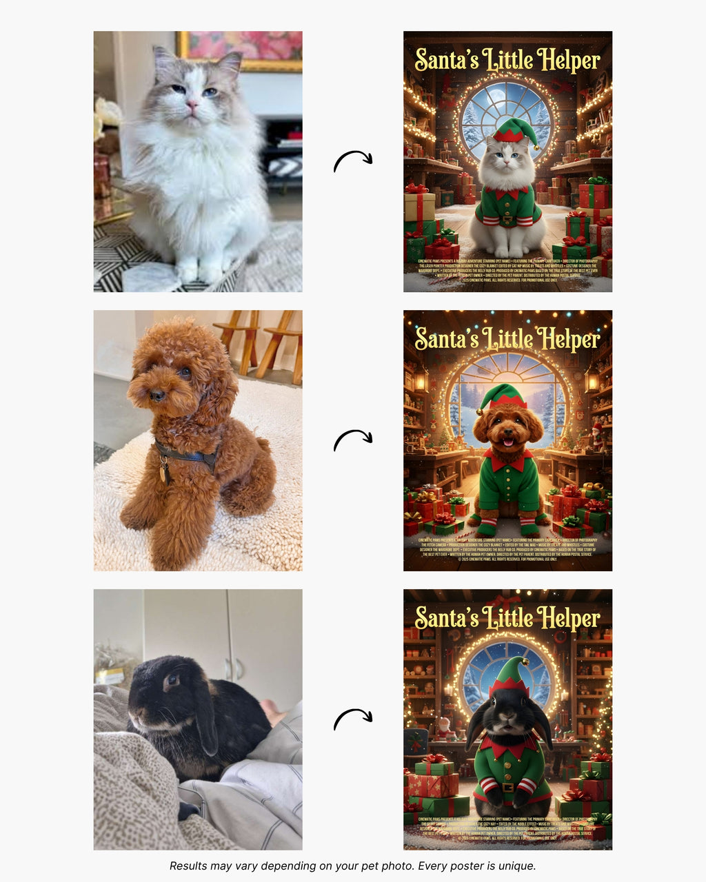 Santa's Little Helper Pet Movie Poster | Custom Christmas Gift