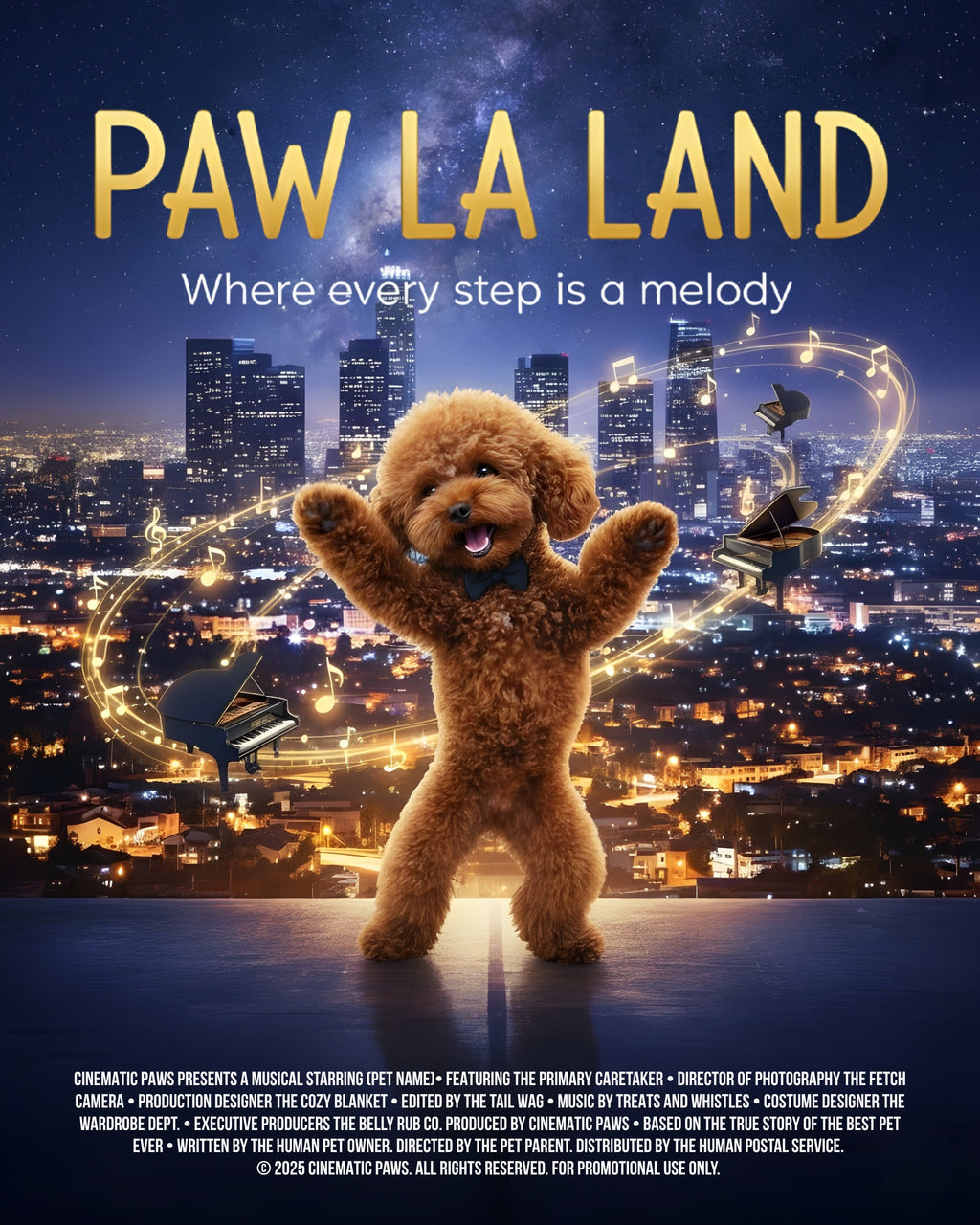 Paw La Land | Custom Pet Movie Poster